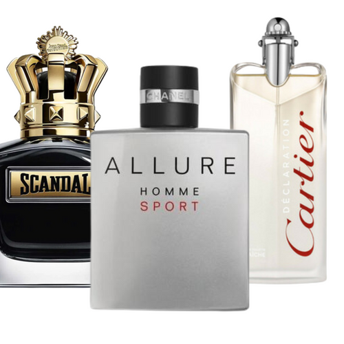 Kit 3 Parfüme Allure Homme Sport, Jean Paul Gaultier Scandal und Cartier Declaration (Eau de Parfum)